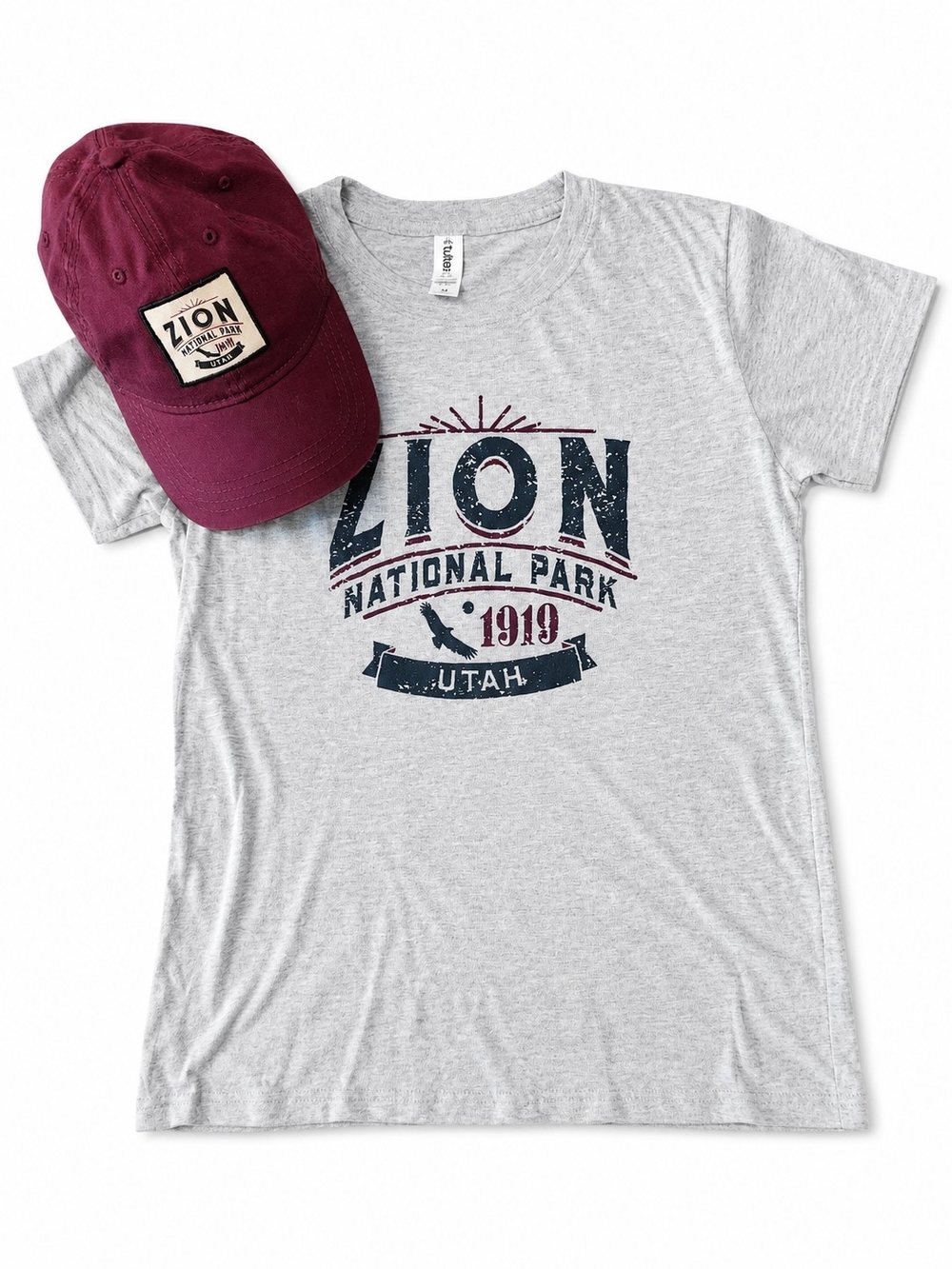 Zion National Park Graphic Tee & Hat Set Women's Medium Utah Souvenir LIKE NEW